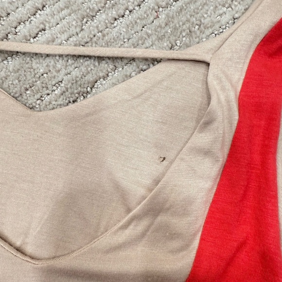 Monteau Cream and Red Sheath Maxi Dress V-Neck Sleeveless - Picture 6 of 6